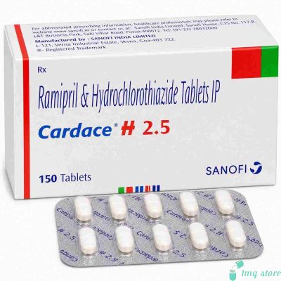 Cardace H Tablet (Ramipril + Hydrochlorothiazide): Antihypertensive Combination Tablet | For High Blood Pressure Management, Edema Control